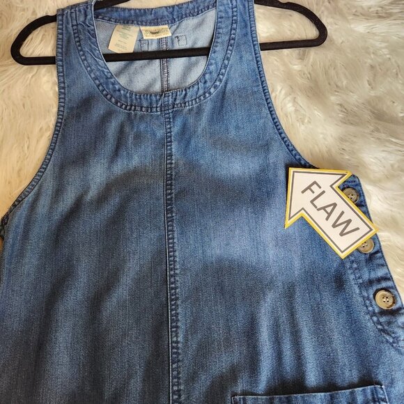 St. Johns' Bay Womens Dress Sz Medium Blue Denim Side Button Pockets Sleeveless - Picture 9 of 11